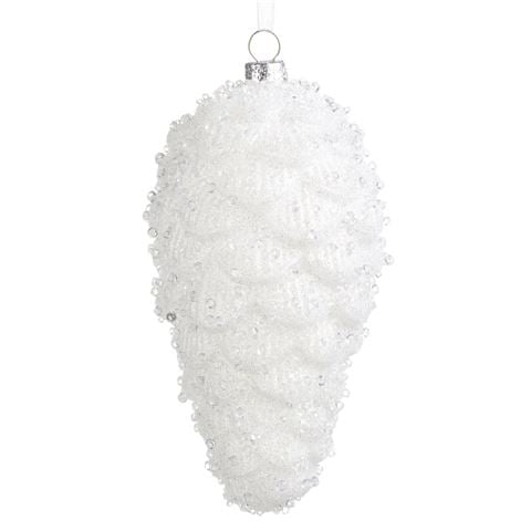 Raz Northern Lights White Crystal Pinecone Ornament 16.5cm - Peter's of Kensington