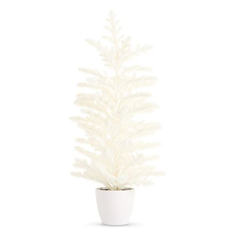 Raz - Northern Lights Potted White Glitter Tree 62cm