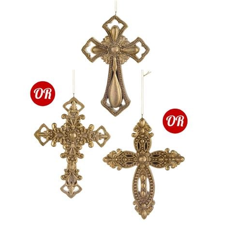 Raz - Newborn King Gold Cross Ornament