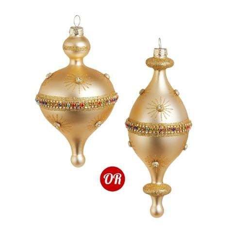 Raz - Newborn King Gold and Jewel Finial Ornament