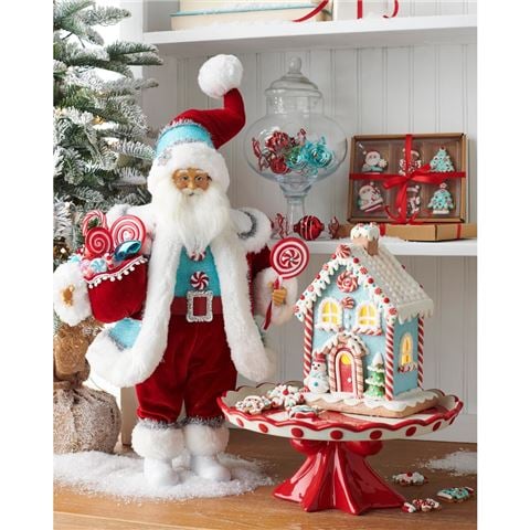 Raz My Merry Candy Cane Santa Snowman 46cm - Peter's of Kensington
