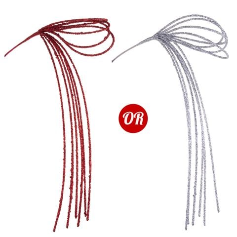 Raz - My Merry Snowman Red and Silver Glitter Loop Spray 89cm Assorted