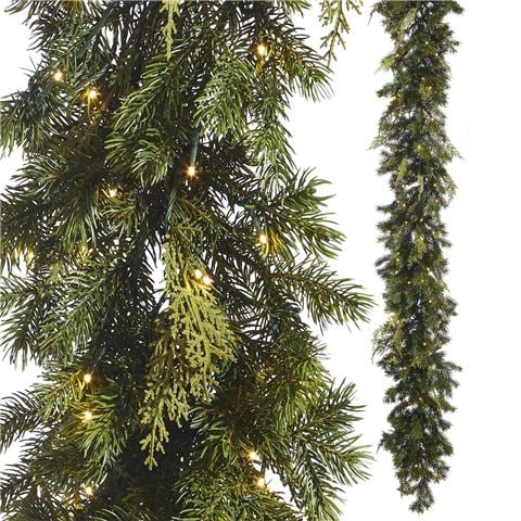 Raz - Mistletoe Market Garland Snake Lit Green Cedar/Pine 274cm
