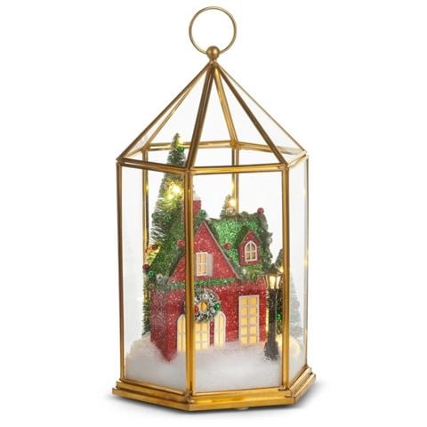 Raz - Home For The Holidays Lighted Christmas House Terrarium 29cm