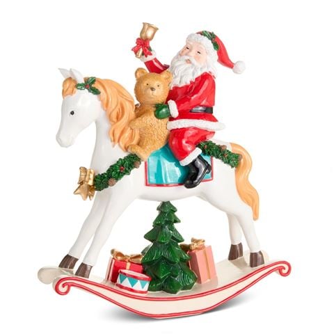 Raz Holiday Spectacular Santa on Rocking Horse 35.5cm - Peter's of Kensington