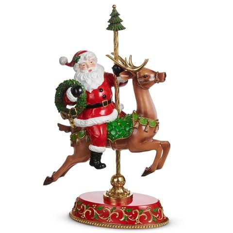 Raz Holiday Spectacular Santa on Carousel Deer 47cm - Peter's of Kensington