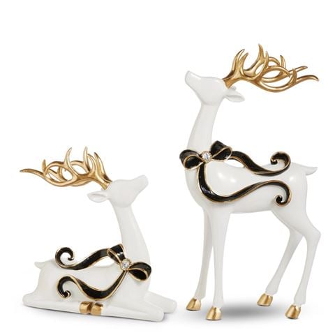 Raz - Bows & Baubles Jeweled Bow Deer Set 2pce 24cm/39.5cm