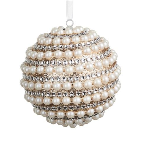 Raz - Bows & Baubles Pearled Ball Ornament 10cm