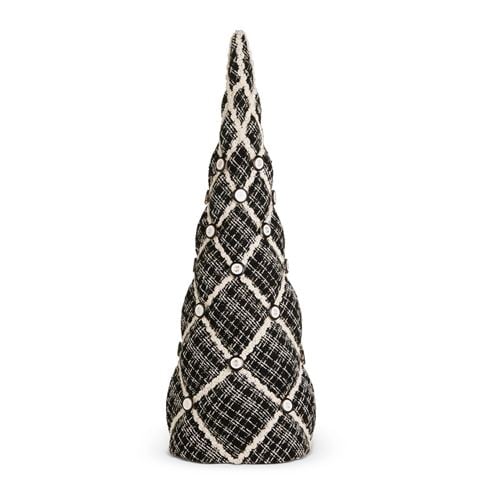 Raz Bows & Baubles Black Tweed Cone Tree 57cm - Peter's of Kensington