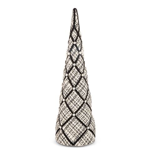 Raz Bows & Baubles Ivory Tweed Cone Tree 77cm - Peter's of Kensington