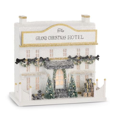 Raz - Bows & Baubles Lighted Paper Christmas Hotel 37cm
