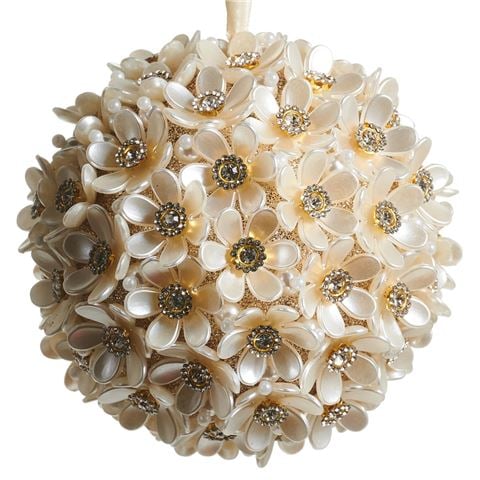 Raz - Bows & Baubles Pearl Floral Ball Ornament 12.5cm