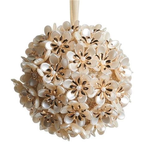 Raz - Bows & Baubles Pearl Floral Ball Ornament 10cm