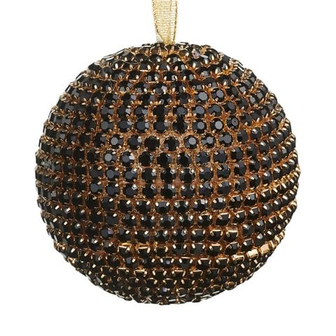 Raz - Bows & Baubles Black Rhinestone Ball Ornament 10cm