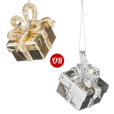 Raz - Bows & Baubles Gold Gift Ornament Assorted 5.5cm