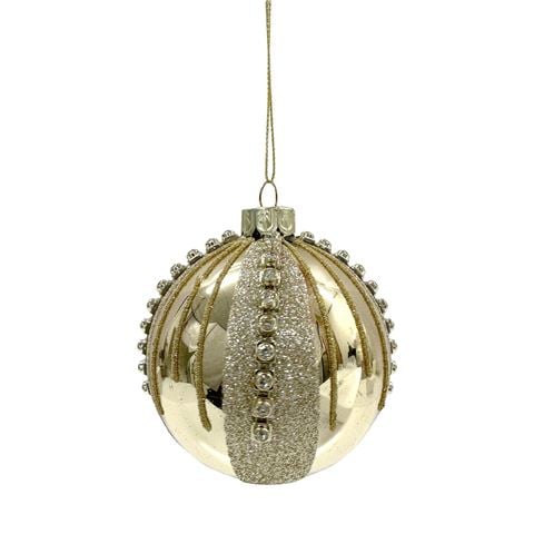 Raz Bows & Baubles Hanging Ornament Gold & Rhinestone 8cm - Peter's of Kensington