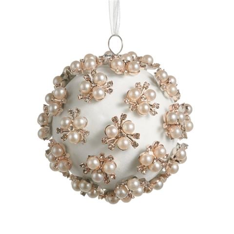 Raz - Bows & Baubles Hanging Ornament Pearl Cluster Ball 9cm