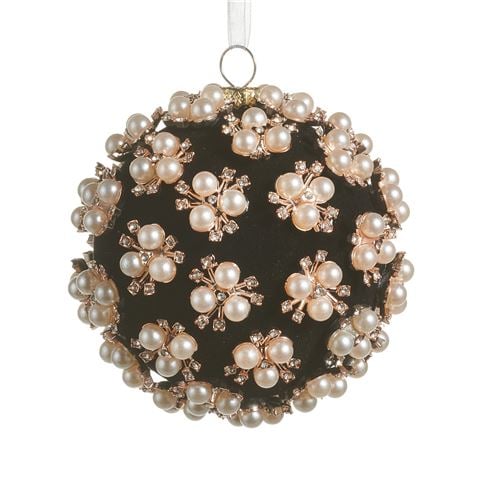 Raz Bows & Baubles Pearl Clustered Black Ball Ornament 10cm - Peter's of Kensington