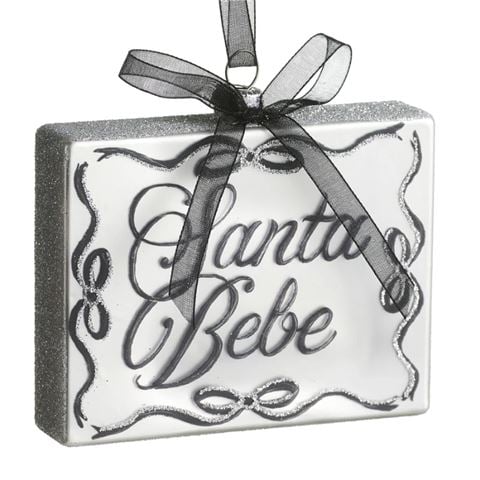 Raz Bows & Baubles Rectangle Hanging Ornament Santa Bebe 9x10cm - Peter's of Kensington
