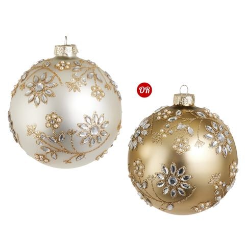 Raz - Bows & Baubles Jewel Ball Ornament 12cm Assorted
