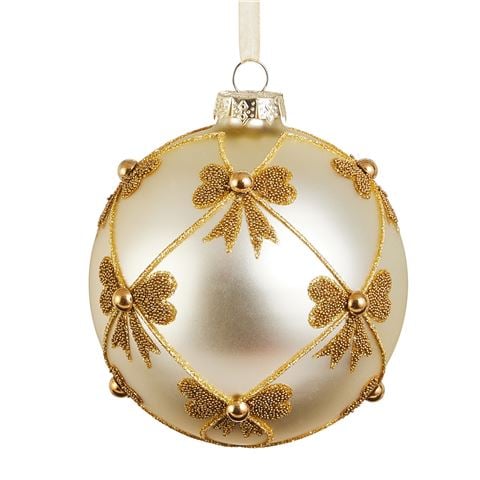 Raz - Bows & Baubles Gold Bow Ball Ornament 12cm