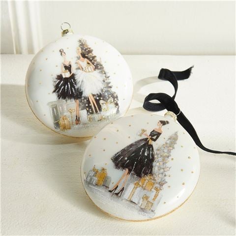 Raz - Bows & Baubles Moonlit Gala Disc Ornament 12cm Assorted