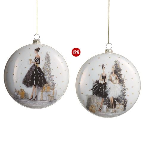 Raz - Bows & Baubles Moonlit Gala Disc Ornament 12cm Assorted
