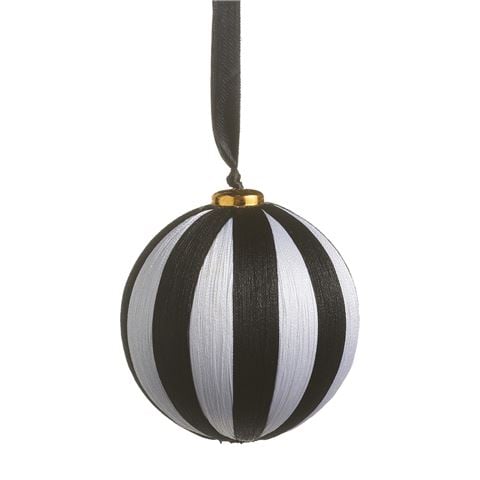 Raz Bows & Baubles Black and White Striped Yarn Ball Ornament 12cm - Peter's of Kensington