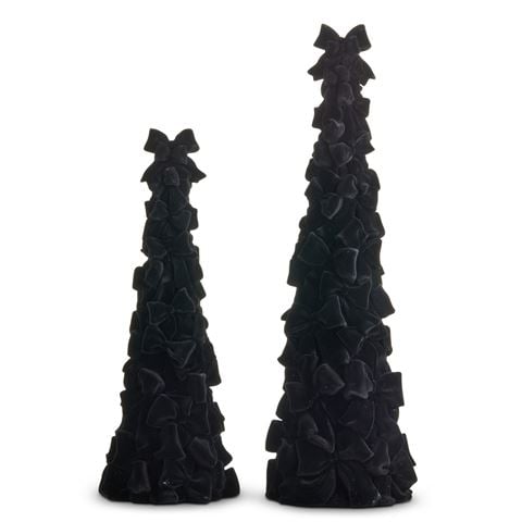 Raz Bows & Baubles Flocked Black Bow Tree Set 2pce - Peter's of Kensington