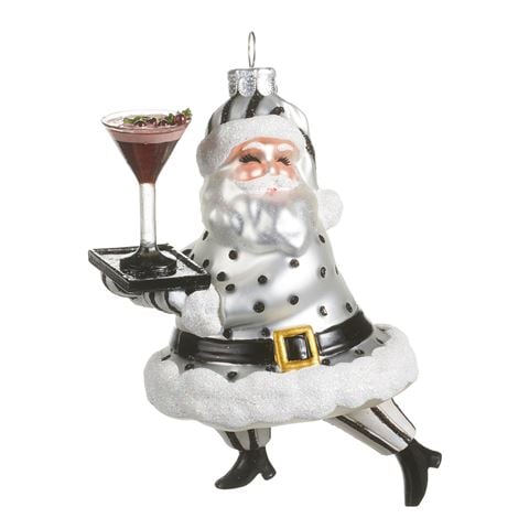 Raz - Bows & Baubles Espresso Service Santa Ornament