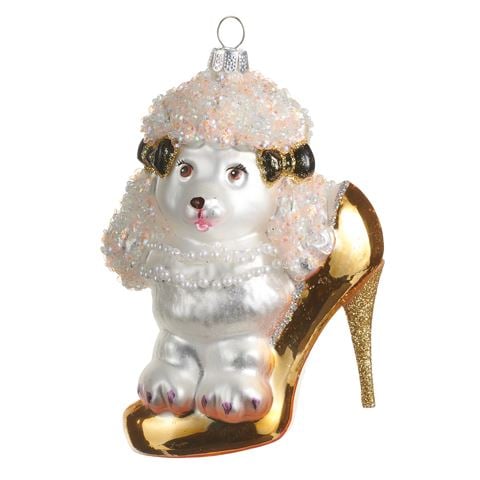 Raz Bows & Baubles Hanging Ornament Poodle With Shoe 11.5cm - Peter's of Kensington