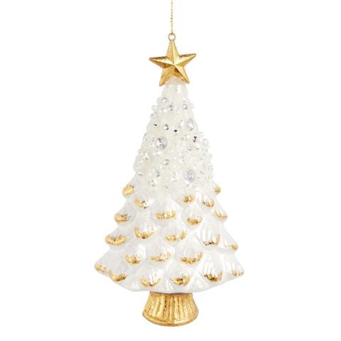 Raz - Bows & Baubles White Jeweled Tree Ornament 16cm