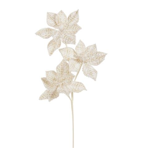 Raz - Bows & Baubles Tweed and Pearl Poinsettia Spray 63cm