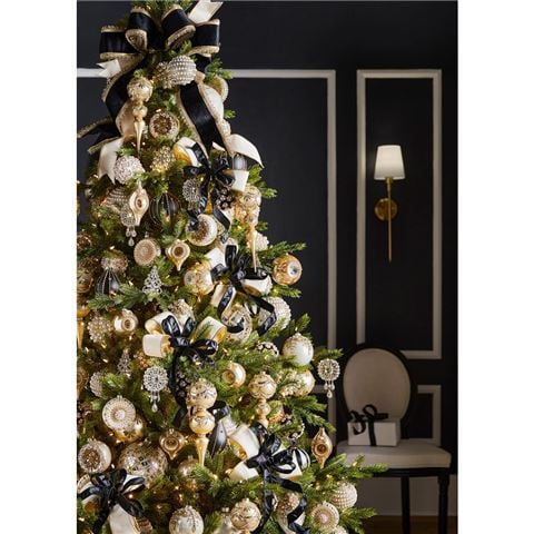 Raz - Holiday Ribbon Black Velvet Pearl Edge Wired Ribbon 10cm x 9m