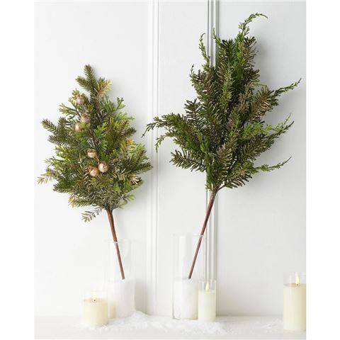 Raz - Enchanted Forest Gold Glitter Mixed Greenery Spray with Pods 73.5cm