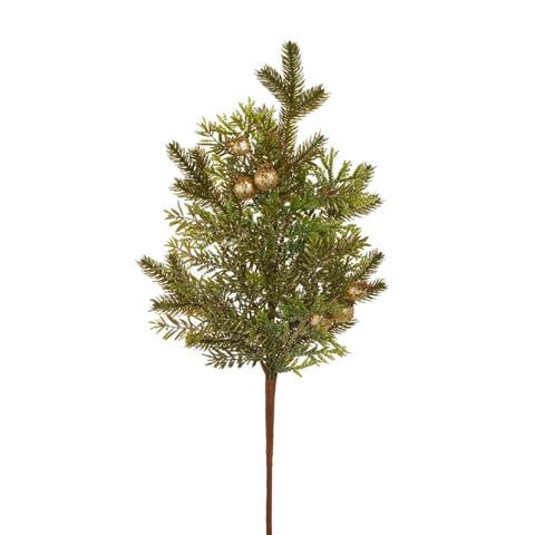 Raz - Enchanted Forest Gold Glitter Mixed Greenery Spray with Pods 73.5cm