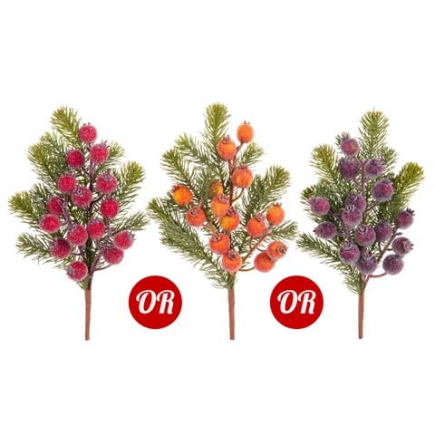 Raz Enchanted Forest Iced Berry and Greenery Spray Assorted 39.5cm - Peter's of Kensington