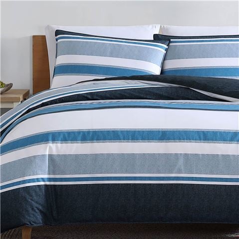 Nautica - Westport Quilt Cover Set King Blue Stripe 3pce