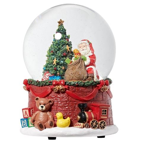 Roman Christmas - Glitterdome Musical Santa & Gifts Winter Cottage Snow Base