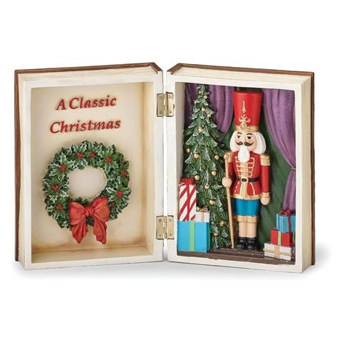 Roman Christmas - Nutcracker Book Figurine w/Tree & Gifts 21cm