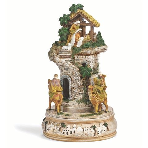 Roman Christmas - Musical Rotating Nativity with Three Kings w/Silent Night Tune
