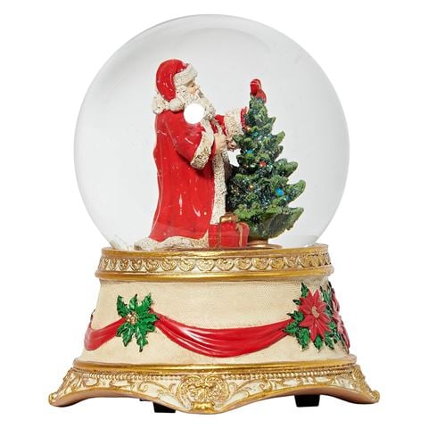 Roman Christmas - Glitterdome Santa & Tree Poinsettia Base