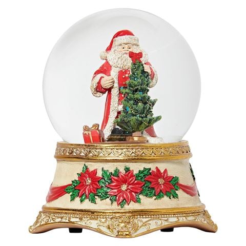 Roman Christmas - Glitterdome Santa & Tree Poinsettia Base