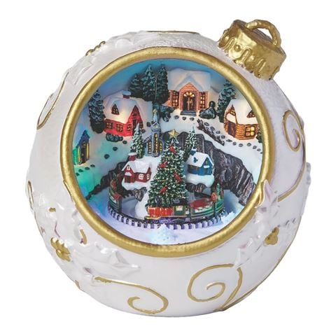 Roman Christmas - Amusements Lighted Musical Rotating Train Inside Ornament
