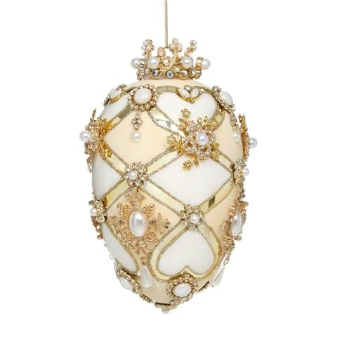 Mark Roberts Faberge Jewel Egg Ornament White & Cream - Peter's of Kensington
