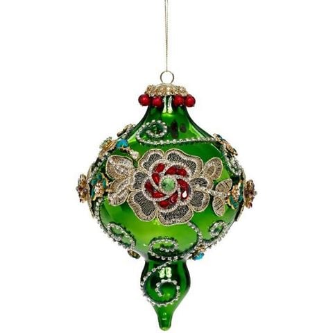 Mark Roberts Kings Jewel Extra Fancy Finial Ornament Green - Peter's of Kensington