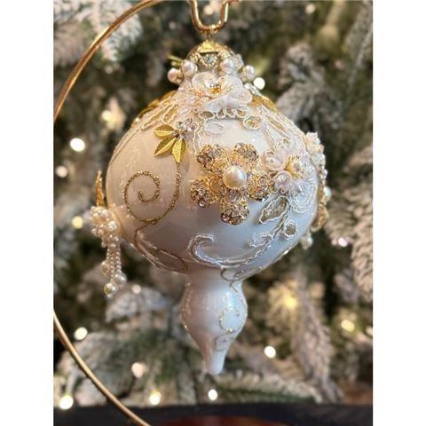 Mark Roberts Kings Jewel Extra Fancy Finial Ornament White - Peter's of Kensington