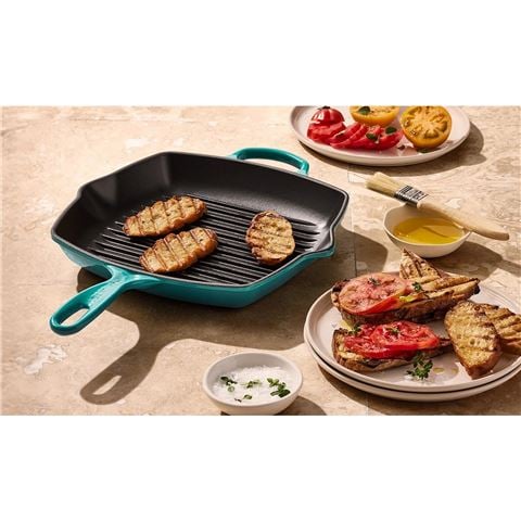 Le Creuset - Signature Square Grillit Bleu Riviera 26cm
