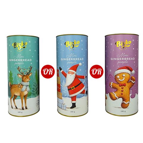 Bisko - Gingerbread Christmas Cylinder Tube Assorted 180g