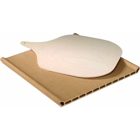 Pepita - Fireclay Pizza Stone with Wooden Paddle & Cookbook